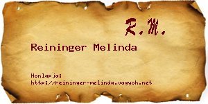 Reininger Melinda névjegykártya